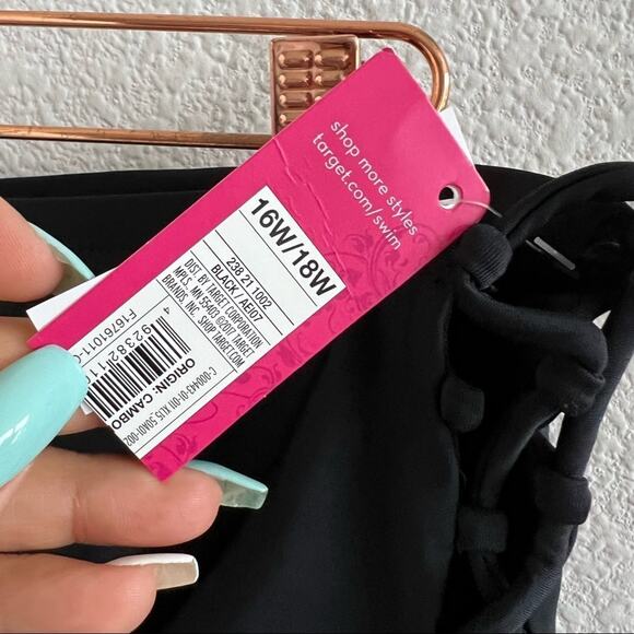 NWT Xhilaration Side Tie Black High Waist Bikini Bottoms Swim Separates 16W - Picture 4 of 8